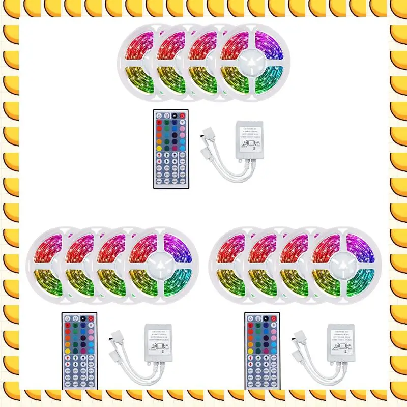 

BAAU 3 комплекта 20M RGB светодиодная лента 3528 1200 светодиодов Гибкая светодиодная лента с 44-клавишным пультом дистанционного управления для спальни Хэллоуин Рождество