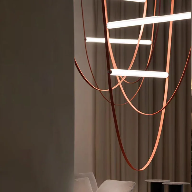 

Modern Italian Minimalist Wabi Sabi Leather Ceiling Chandelier Lamp with Led Pendant for Living Room Home Decoration