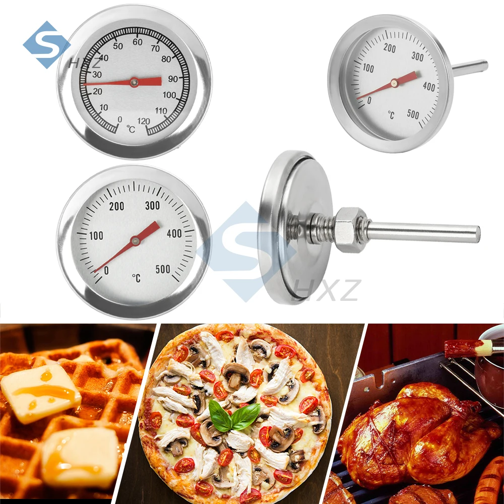 ميزان حرارة الشواية 0-500 ° ج/0-120 ° C التناظرية 52 مللي متر 54 مللي متر الطلب الكبير مقاومة للتآكل لا مقياس البطارية لفرن البيتزا شواء M8/M10