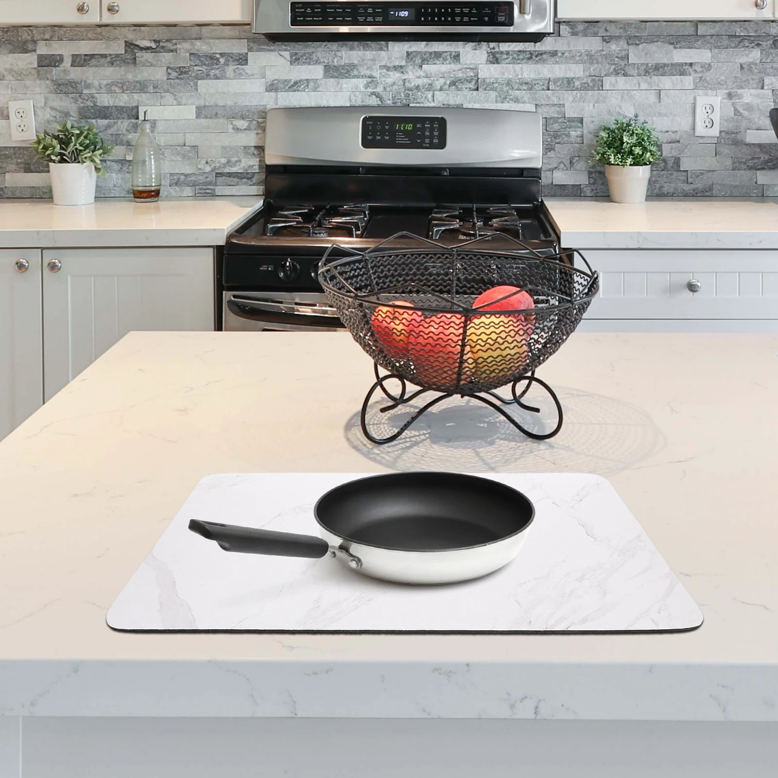 

Marbling Water Absorbing Dish Drying Mat Heat Resistant Anti-Skid Kitchen Countertop Drying Pad Tableware Mat