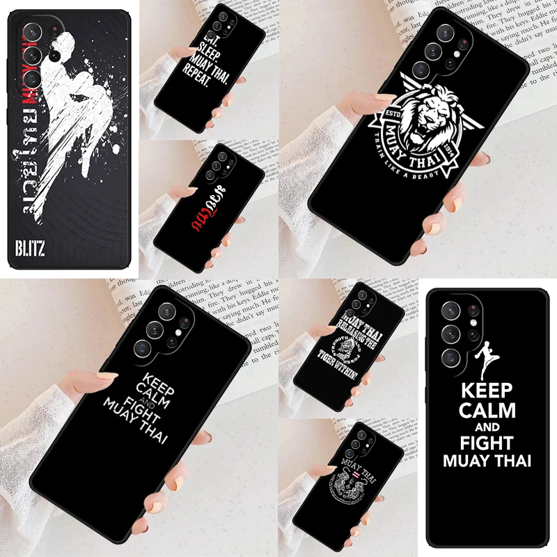 Muay Thai Kickboxing Fight Phone Case For Samsung Galaxy S24 S23 S22 S21 Ultra S10 Note 10 Pro S20 Plus FE S9 S8 Cover