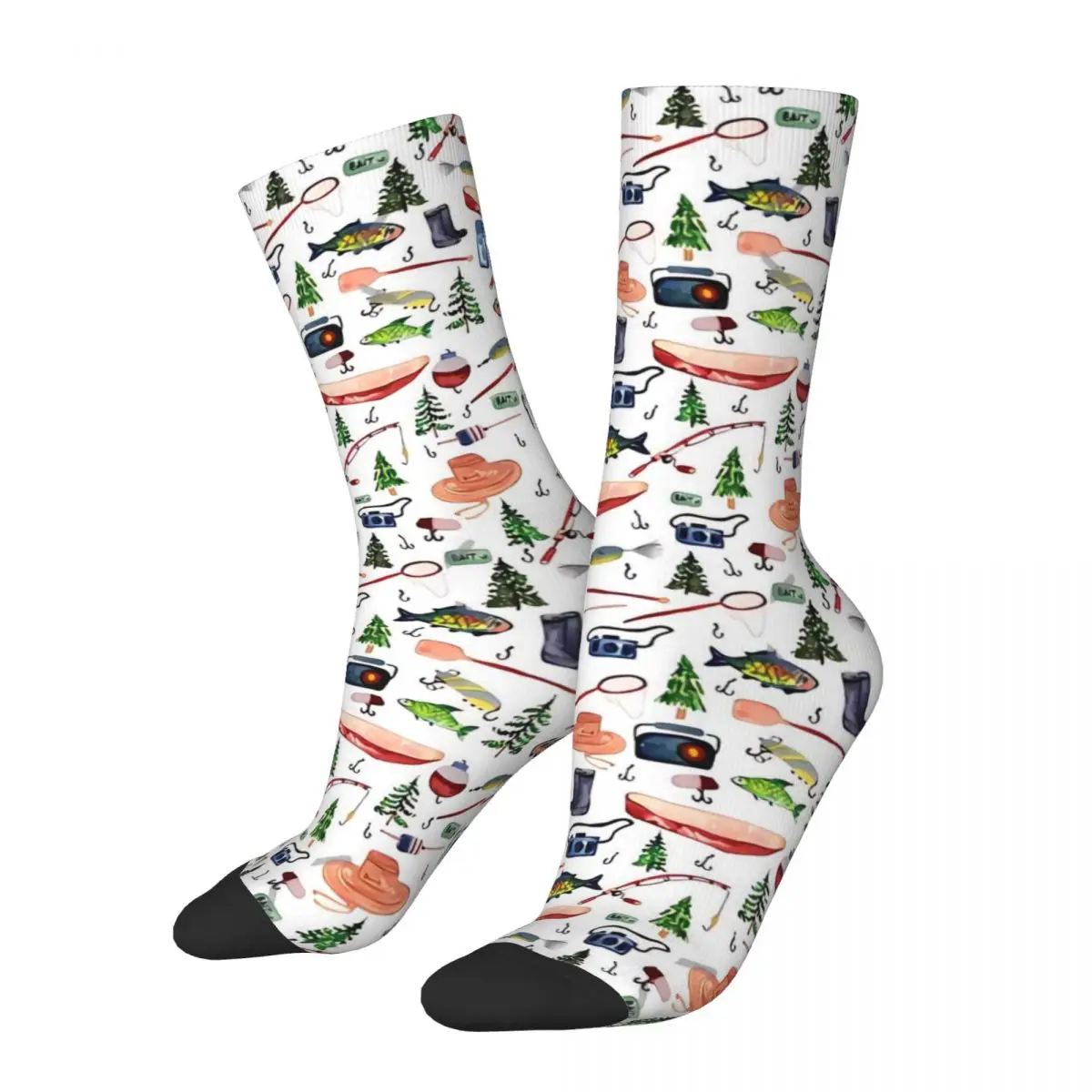 Fisherman Fishing A Day At The Lake Men Women Socks Windproof Novelty Spring Summer Autumn Winter Stockings Gift