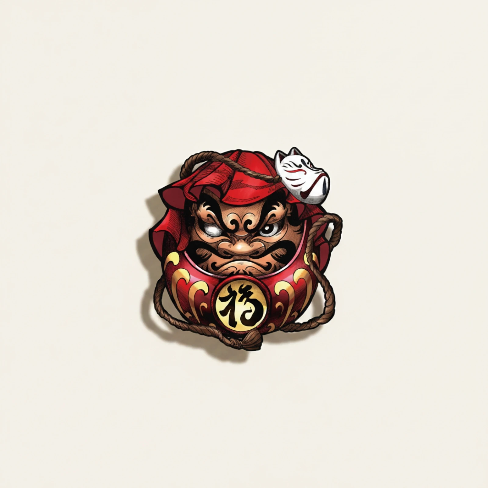 Daruma Decal with Chinese Character Long-Lasting Daruma Decal Cartoon Sticker Bold Playful for Car Enthusiasts, Cars, Scooters