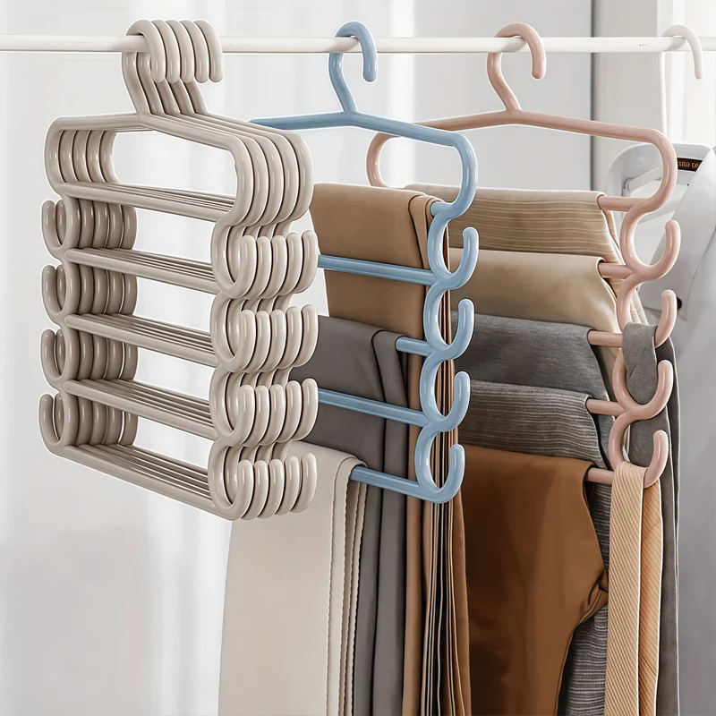 5 Layers Pants Rack Multifunctional Household Saving Space Multi Layer Trousers Hanger Pants Closet Color Clothes Peg