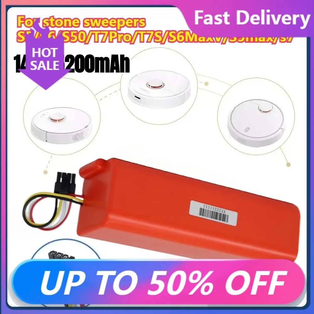 2026 New 14.4V 5200mAh Li-ion Battery Robotic Vacuum Cleaner Replacement Battery for Xiaomi Robot Roborock S50 S51 S55 Accessory