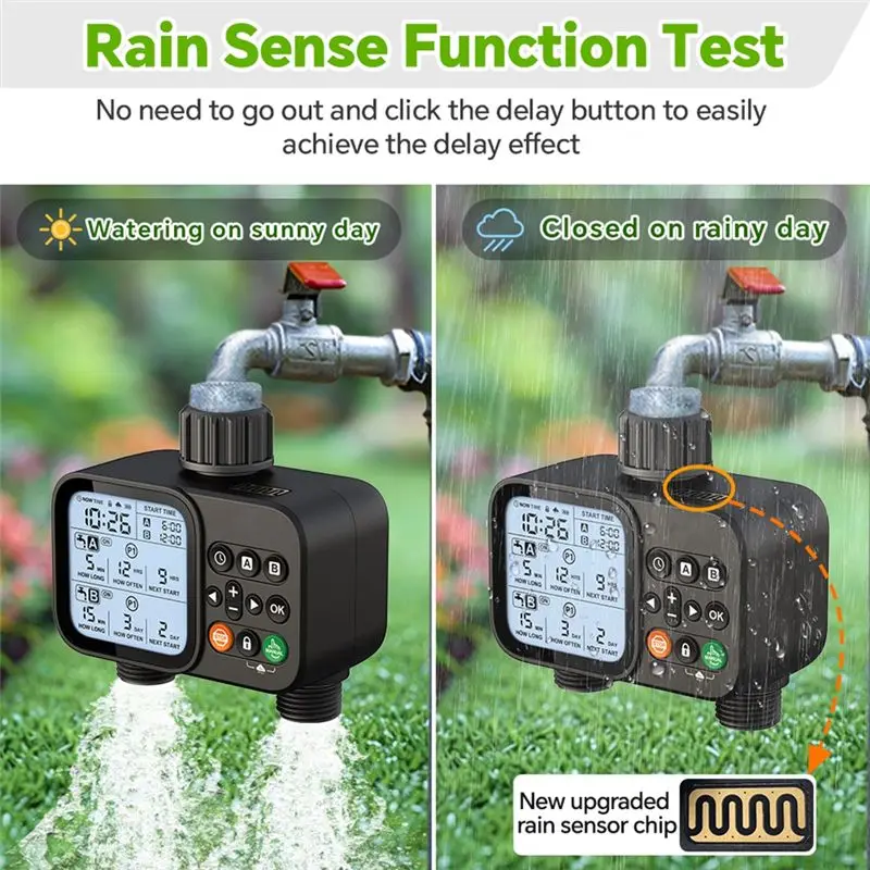 ABRW-2-Outlet Water Timer Automatic Timed Irrigation System Outdoor Home Garden Lawn Greenhouse Sprinkler Tool