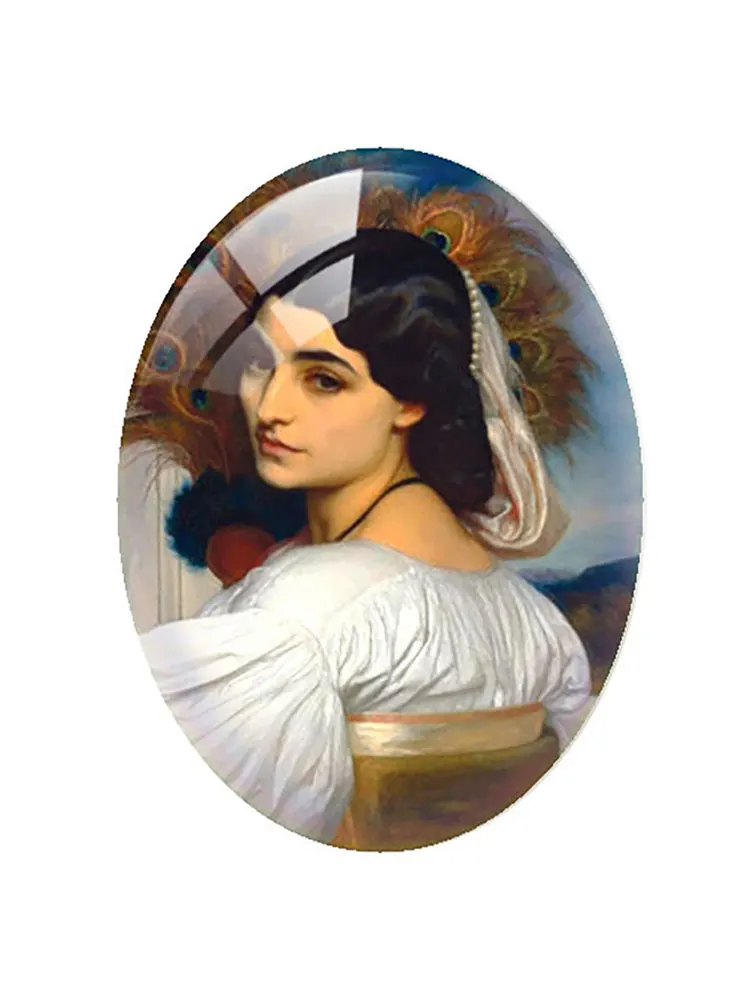 10 Stks/partij Ovaal Fotoglas Cabochon Flatback Bedels Retro Figuur Olieverfschilderij Demo Plat Back Cameo Diy Sieraden Maken Bevindingen