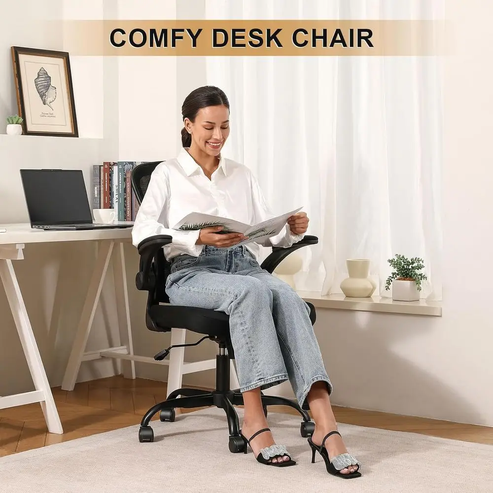 Office Chair, Ergonomic Desk Chairs 330LBS Capacity High Back Mesh Computer Chair with Flip-up Armrests, Comfy Work Chair with A