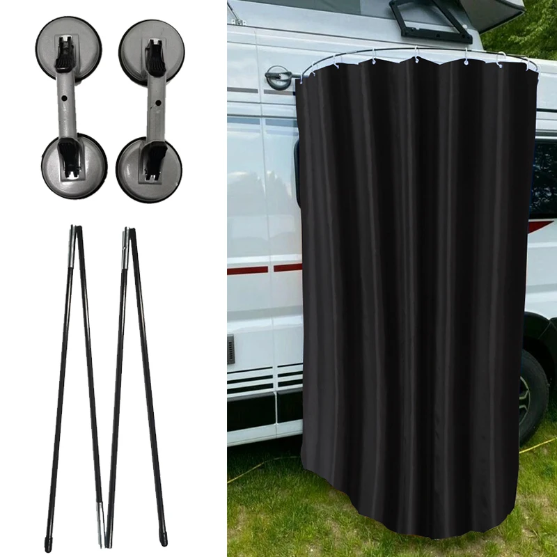 1 Set Wohnwagen Camping Outdoor Duschkabine/Kabinen-Sets mit Saugnäpfen & Stange & Duschvorhang für Wohnmobile