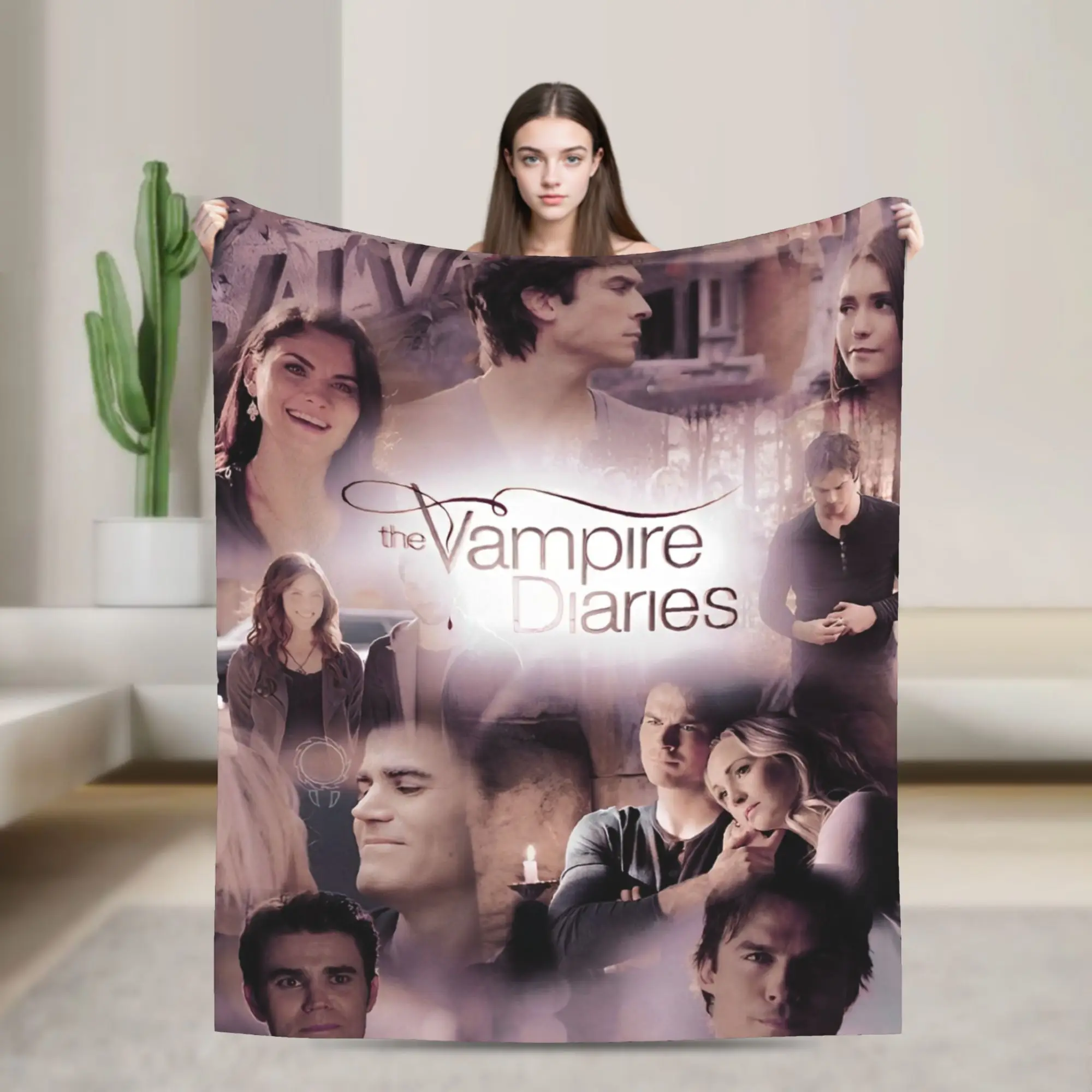 

The Vampire Diaries Damon salvatore Flannel Blanket Super Warm Throw Blanket for Outdoor Travel Office Bedspread Sofa Bed Cover