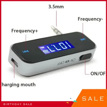 자동차 3.5mm MP3 음악 오디오 FM 송신기, LCD 미니 무선, 마이크, USB, 자동차 핸드헬드, 아이폰, 삼성에 적합