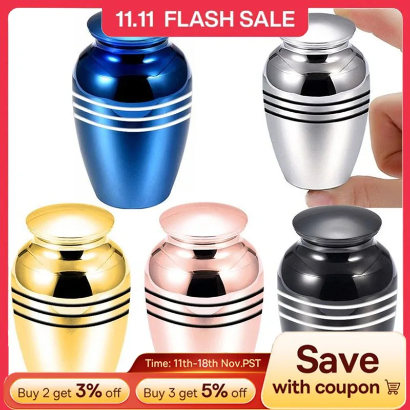 Striped cremation urn for human ashes pet ashes keepsake small stainless steel ashes holder funeral ashes memorial container