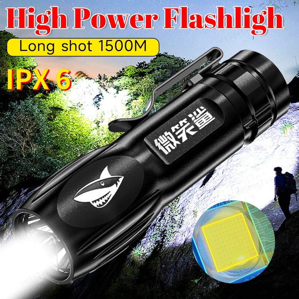 High Strong Power Led Flashlights 3 Gear Tactical Torch with Display Light USB Charging Camping Fishing Defensa Zoom Lantern For