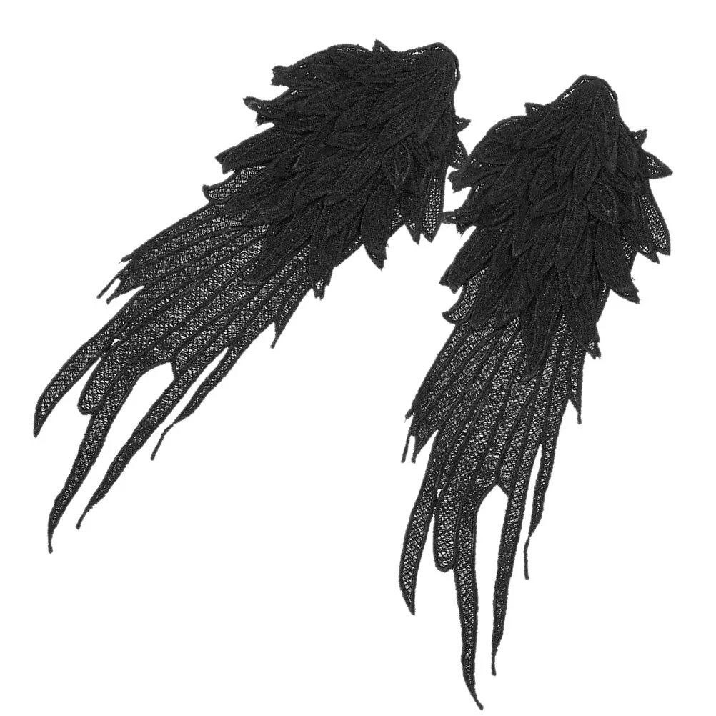 

Embroidered Wings Applique White Sequins Patch naments Sewing Pins DIY Clothing Accessory Polyester Yarn Elegant Wing Patch