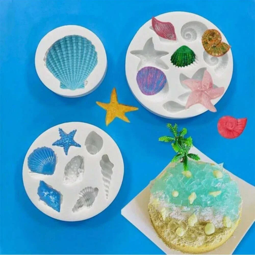 Silicone Shell Cake Mold, Conch Fondant & Chocolate Baking Mould Set, DIY Cake Decorating Tools for Cupcakes image 2