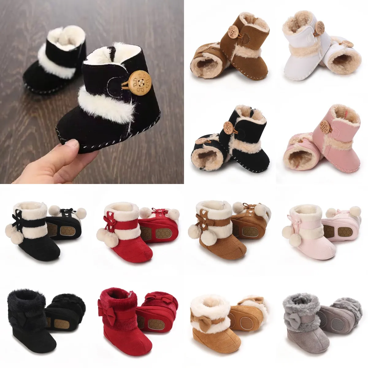 

Зимние детские плюшевые утолщенные теплые противоскользящие зимние ботинки на резиновой подошве для детей в помещении и на открытом воздухе, прогулочная обувь для первых шагов