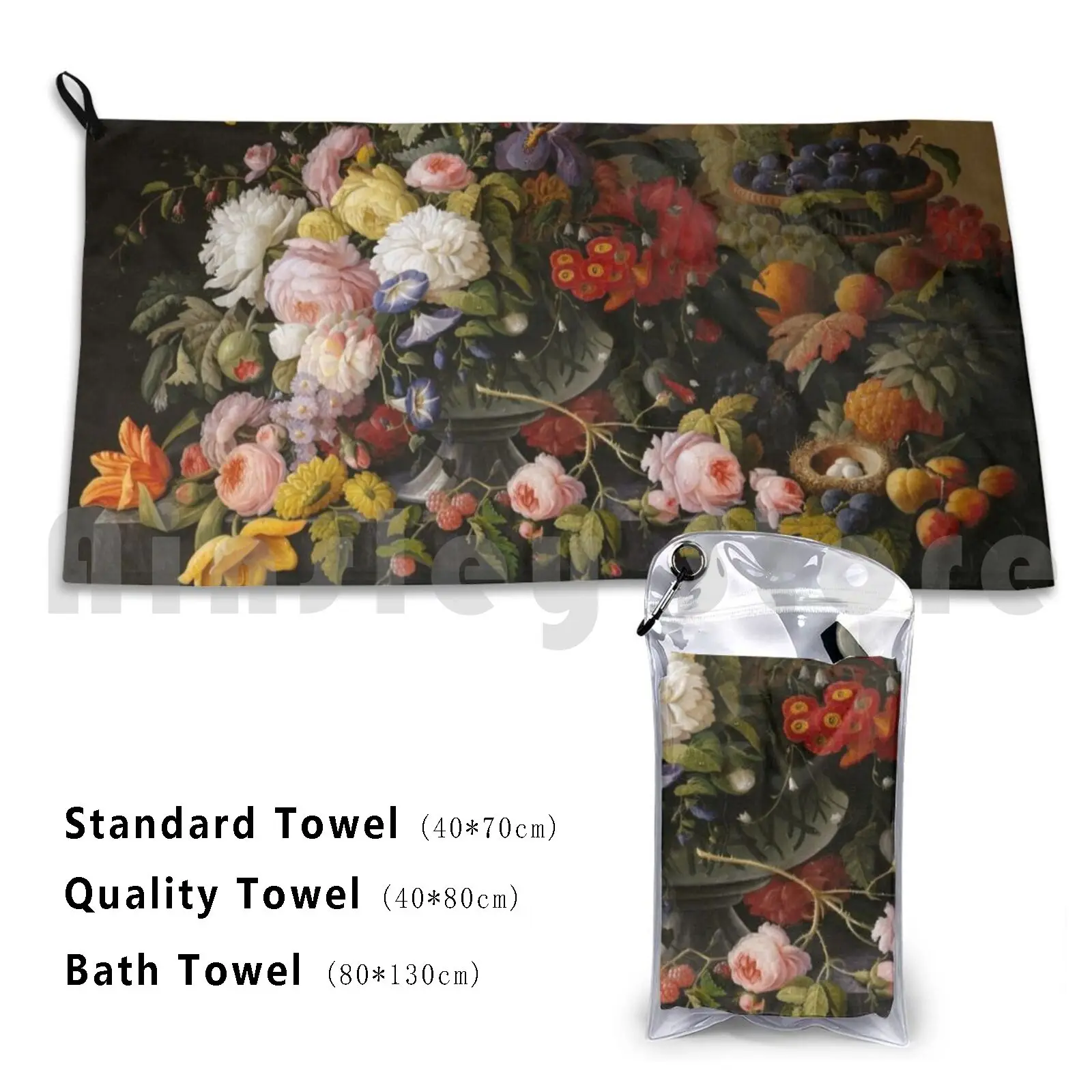 Toalla de baño personalizada con frutas y flores, frutas y flores, frutas, flores, aceitunas, pintura antigua, naturaleza muerta