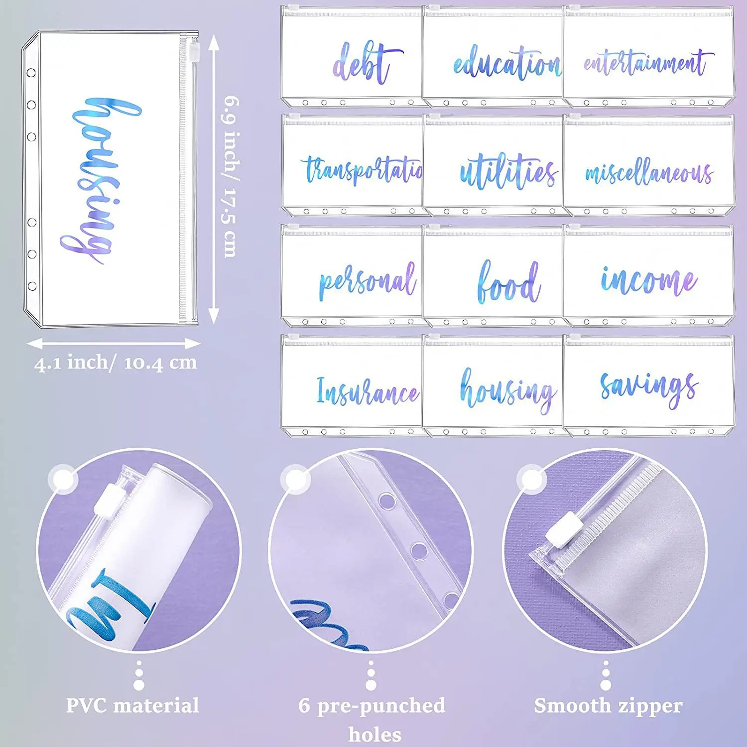 12pcs with Cover Notebook Collection Bag Set Financial Loose-leaf Binder Notebooks Budget Binder Planner Journaling Hand Account