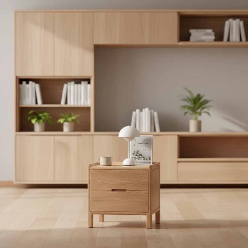 

#Modern Luxury Minimalist Nordic Style Solid Oak Wood Bedroom Nightstand Storage