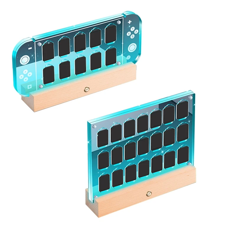 21 in 1 game card case storage box Wooden Luminous Base For Nintendo Switch Oled/Lite Transparent Card Box Games Accessories