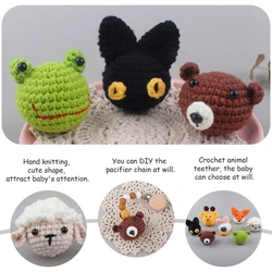 Handmade Crochet Animal for Head Knitting Beads DIY Baby Pacifier Chain Chewable Accessories Infant Newborn Teether Sensory A2UB