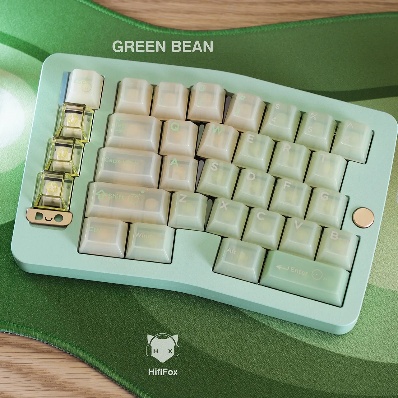 Mung Bean Qingti Soft Jade Theme Keycaps Set PC Semi-transparent Cherry Profile Custom Original Handmade Keycaps for Keyboard