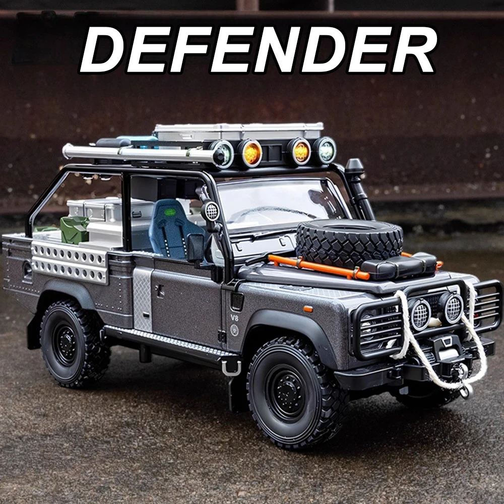 1:24 Land Rover Defender 110 Wrangler Alloy SUV Model Diecast Car Toy Doors Opened Pull Back Off-road Vehicle Child Holiday Gift