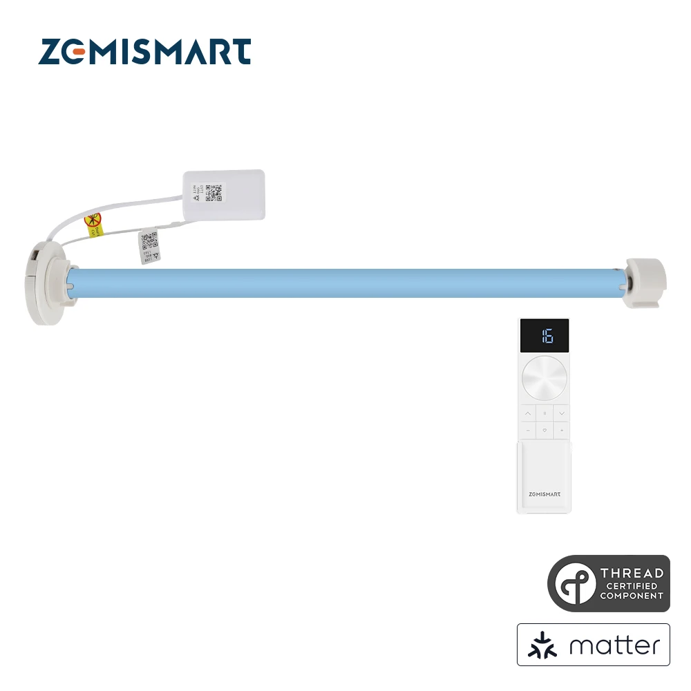Zemismart Matter Thread Rechargeable Roller Shade Blinds Motor for 20 25 28mm Tube Support Homekit Google Home Smartthings Alexa