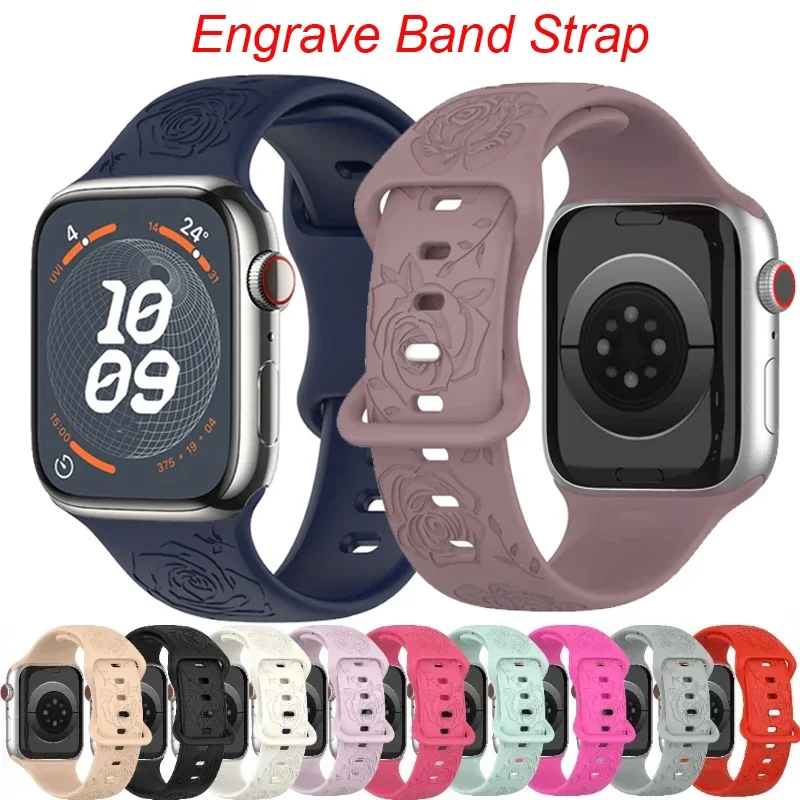 애플워치 밴드 40mm 44mm 41mm 49mm 46mm 45mm 42mm 실리콘 스트랩 새 각인 iwatch 시리즈 10 9 7 se 6 8 울트라 2