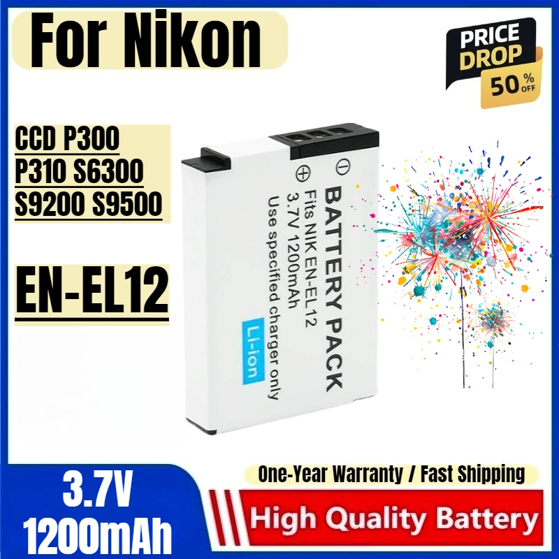 EN-EL12 Battery 3.7V 1200mAh Rechargeable Batteries And Charger for Nikon CCD P300 P310 S6300 S9200 S9500 Camera Battery Charger