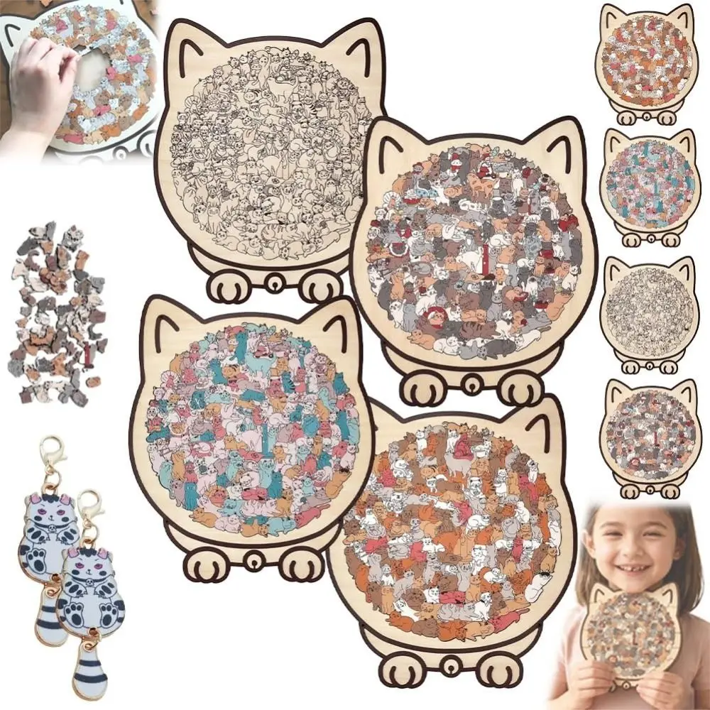 

135-piece Morandi-colored Cat-shaped Puzzle Macaron Color Cat Puzzle Ornaments Cut Cat Pieces with Cat Silhouette Frame