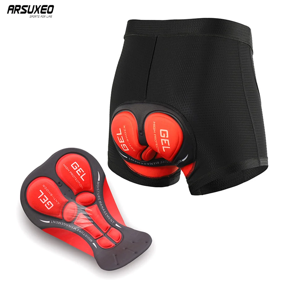 

ARSUXEO Men's Cycling Shorts Bike Underwear Compression 5D Gel Pad Mountain Bicycles Clothing Underpants Shockproof Breathable