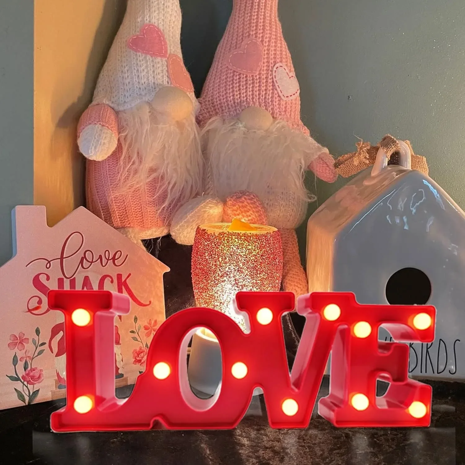 Светодиодный световой знак «LOVE» на День святого Валентина, шатер с буквами, на батарейках, День святого Валентина, декор для домашнего офиса, центральная часть