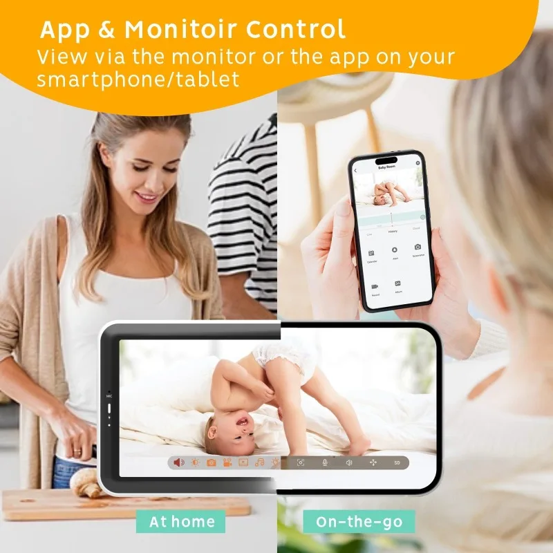5-Inch baby monitor two-way intercom night vision wireless temperature detection