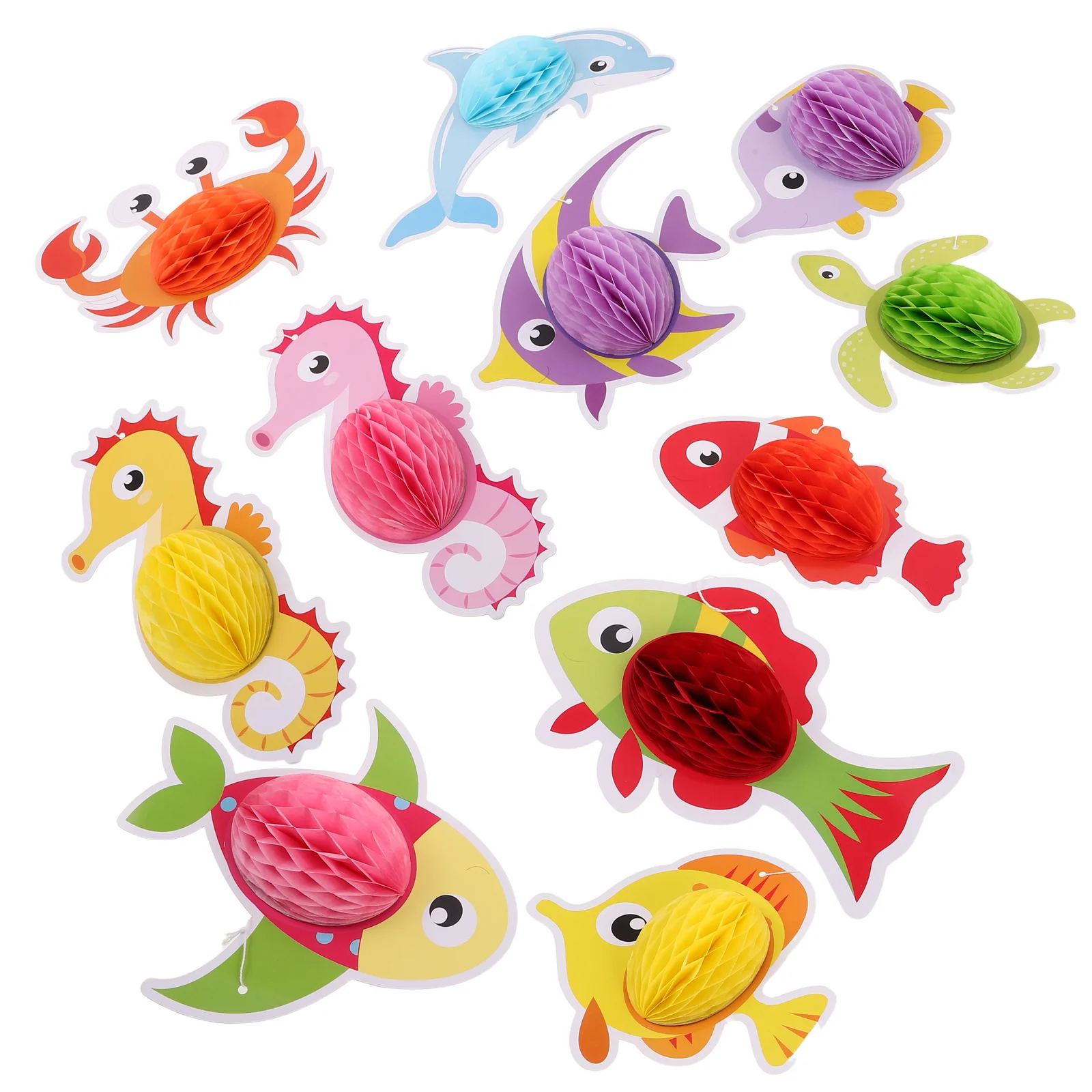 

11Pcs Ocean Animal Party Hanging Decor Sea Life Honeycomb Centerpieces for Pool Party Tropical Celebration Summer Beach Event