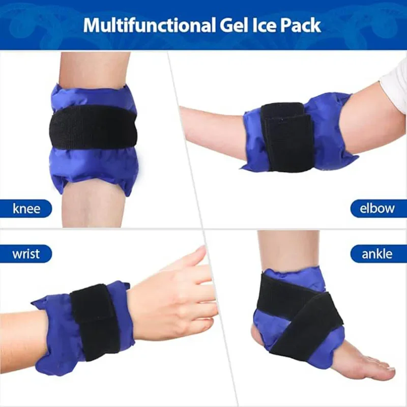 Reusable Gel Hot Cold Pack Wrap, Versatile Adjustable Strap Pouch for Knee Ankle Wrist Elbow Sports Daily Household Use