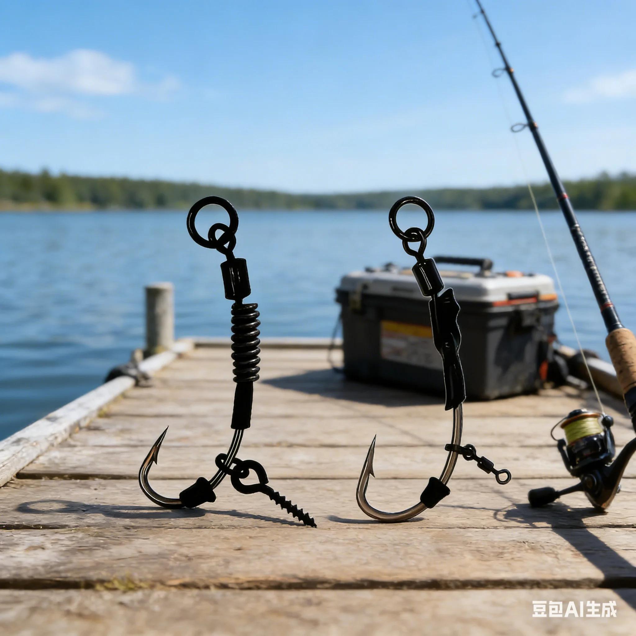 

4pcs Fishing Rig Ronnie Hook Carbon Steel Multi-size Anti Hanging Hook With Swivel Eye And Oval Screw Carp Fishing Accessories
