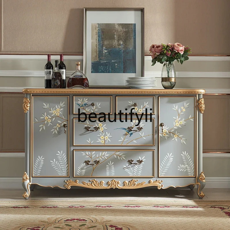 

European style, solid wood locker entry corridor, painted decorative cabinet living room multi-functional locker2005