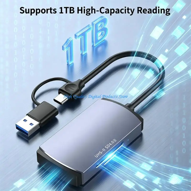 U2JE USB4 Card Reader Two Slot Type C Aluminum Housing Quick 5Gbps File Transfer For Storage Device Works On Computer Laptop