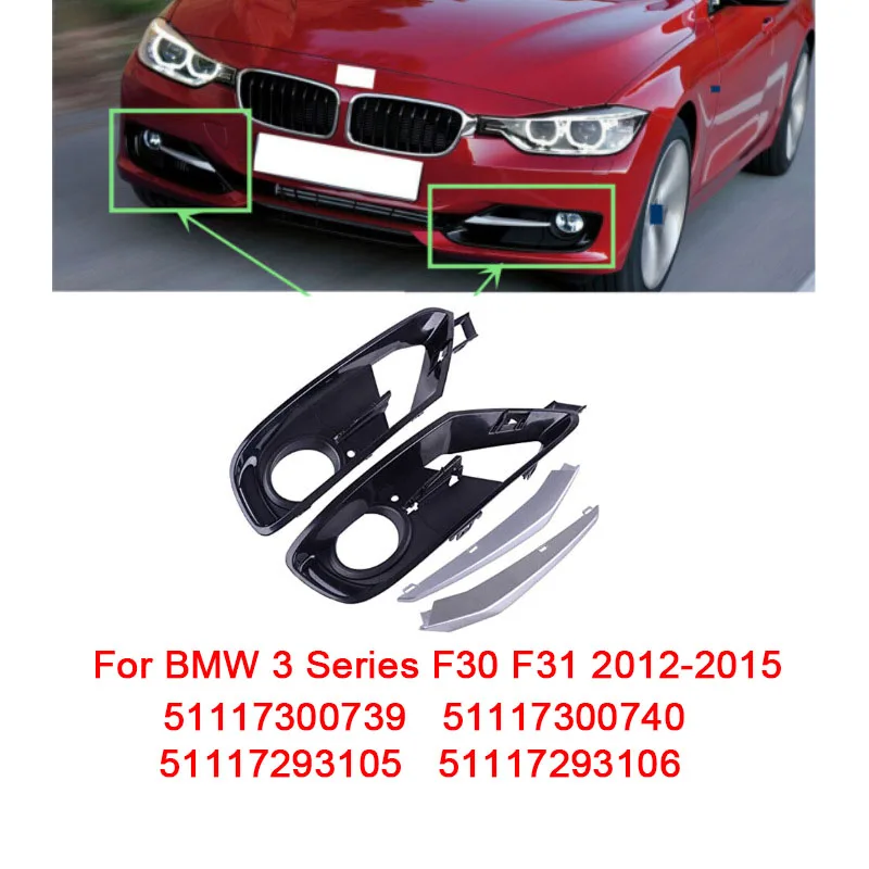 

2Pc For BMW 3 Series F30 F31 2012-2015 Grille Front Fog Light Frame Grille Decorative 51117300739 51117300740 51117293105