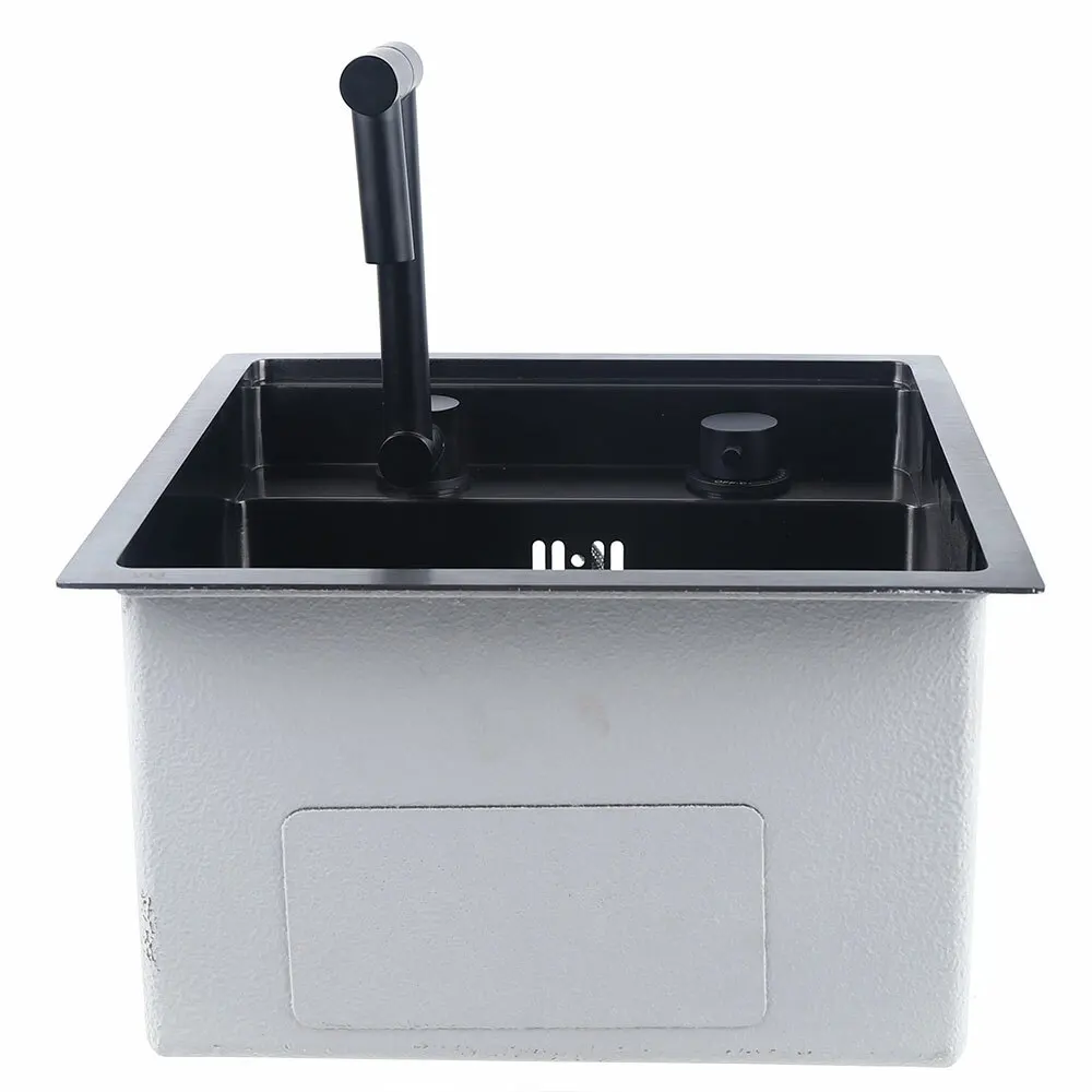 접이식 수도꼭지 커버 배수관 및 스트레이너가 포함된 숨겨진 RV 주방 싱크대 바 싱크대 풀세트 소형 스테인리스 스틸 싱크대
