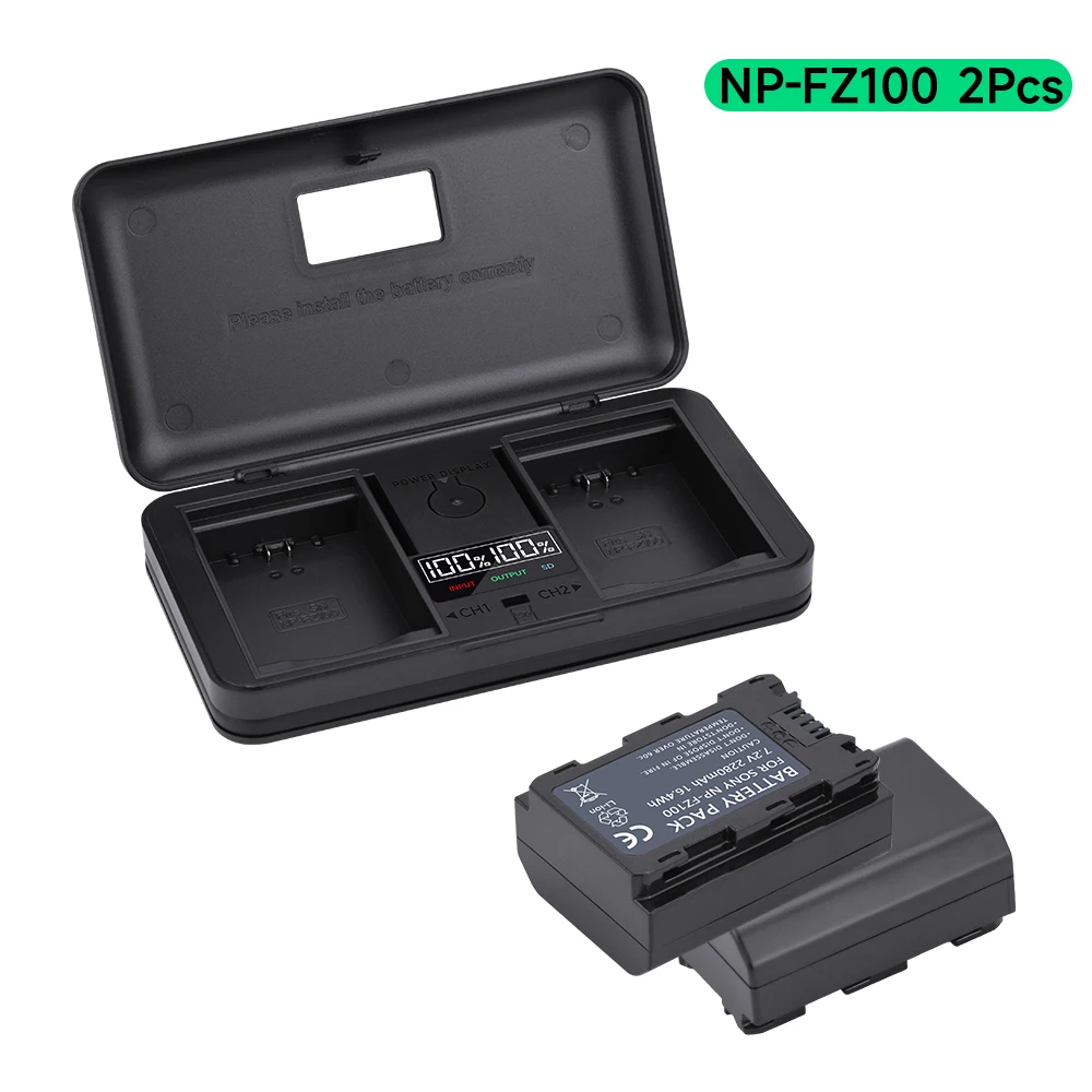 

PALO NP FZ100 NPFZ100 NP-FZ100 Battery + LCD Dual USB Charger for Sony Alpha A7III A7R III A9 Alpha 9 A7R3 A6600 BC-QZ1 Battery