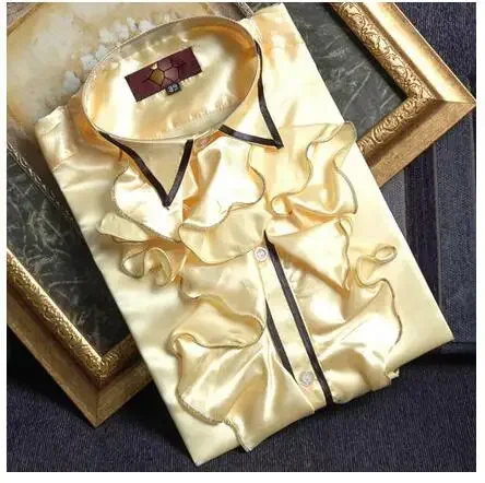 

2023 Men Shirt White Yellow Long Sleeve Groom Prom Shirts Performance Custom Wedding Men Party Fashion Shirt Camisa Masculina