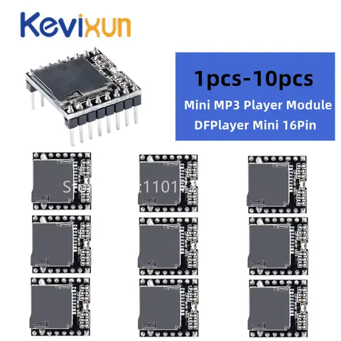 DFPlayer Mini MP3 Player Module MP3-TF-16P V3.0 TF Card U Disk Mini Audio Voice Module Board IO/Serial Port/AD for Arduino Diy