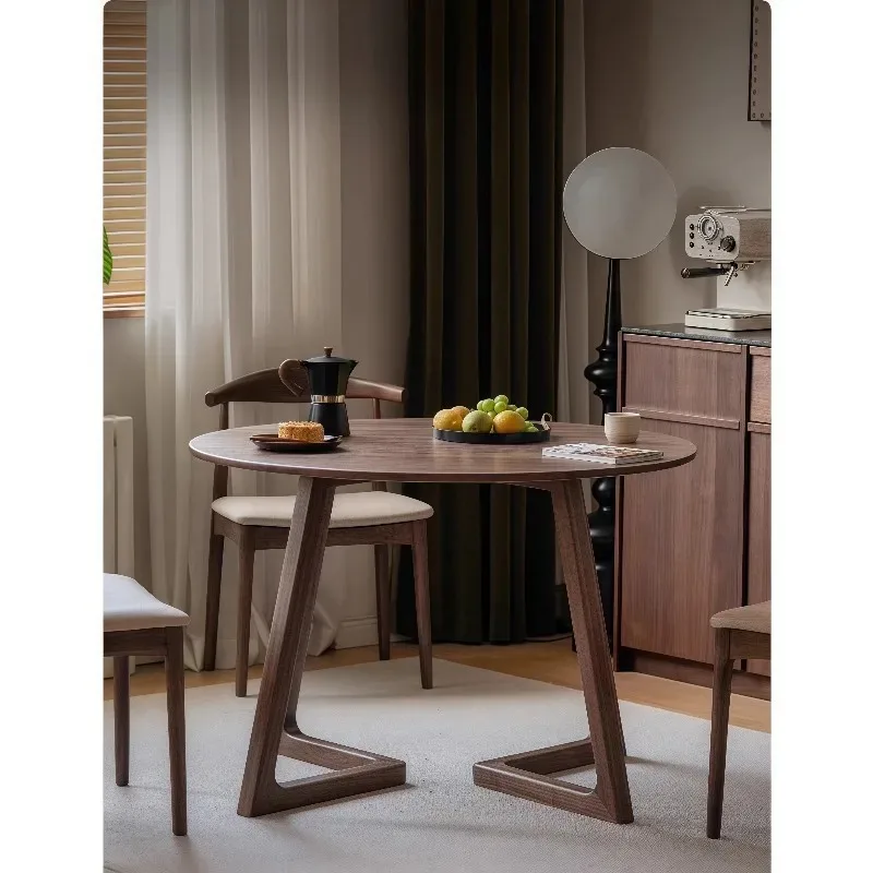

Solid wood round table dining table and chairs, reception and negotiation business meeting table combination, Chinese retro