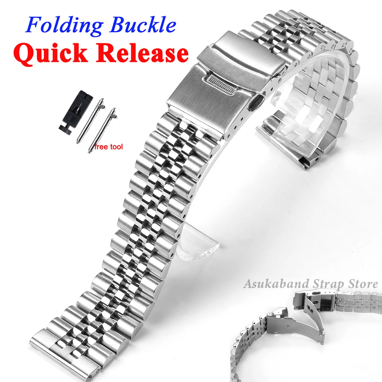 18/19/20/21/22/23/24mm Stainless Steel Watch Strap for Seiko for Jubilee 316L Bracelet Straight Quick Release Solid Metal Band