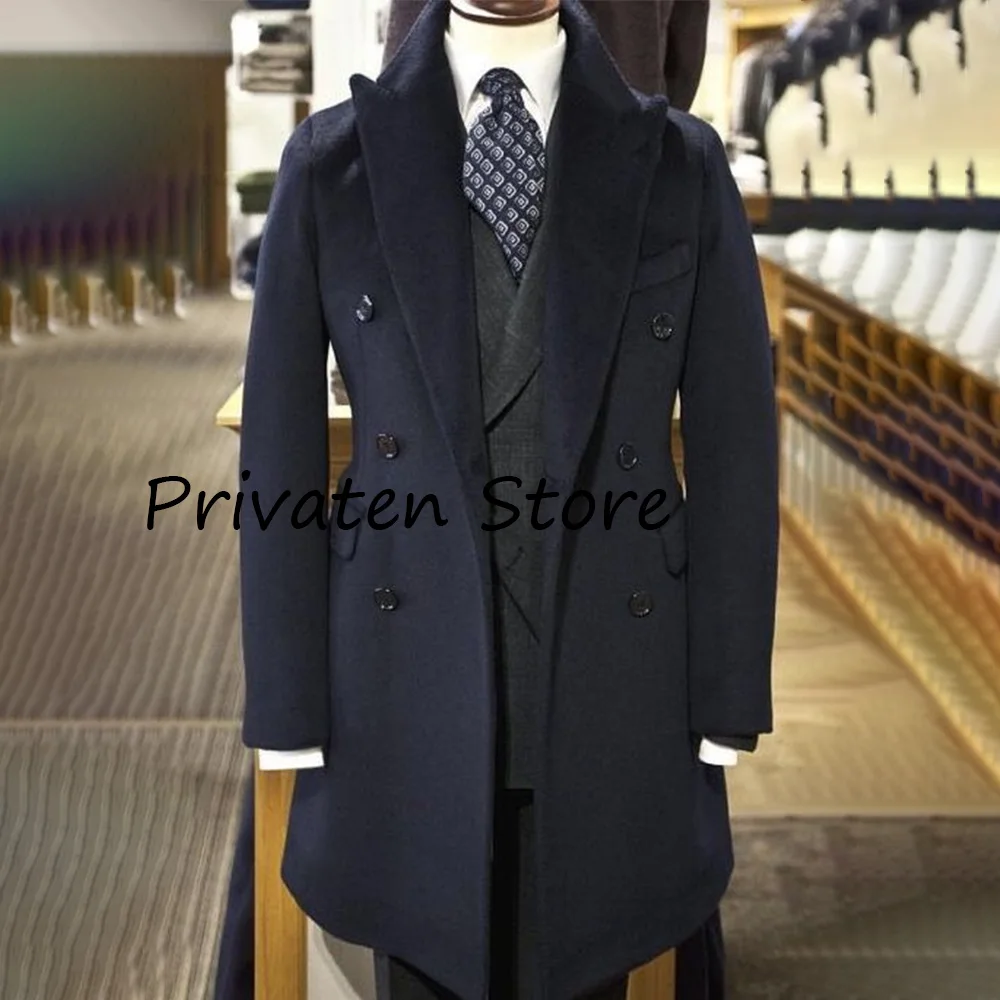 Men's Solid Color Woolen Mid-length Coat Suit Male Men's Winter Jackets Man Dress Elegant Mens Blazers Jackets Coats Blazzer New