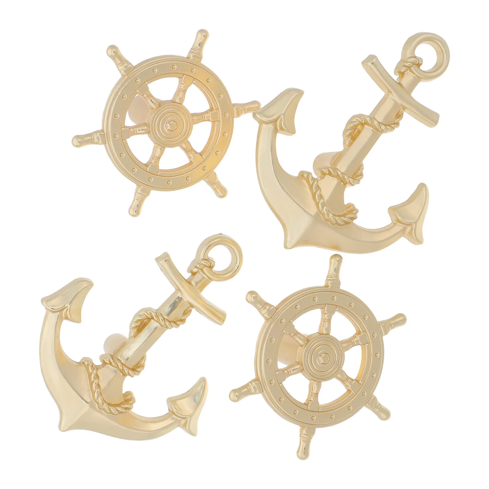 4 Pcs Nautical Cabinet Pulls Hand Knobs Boat Anchor Grip Dresser Handles Door Decorative Retro