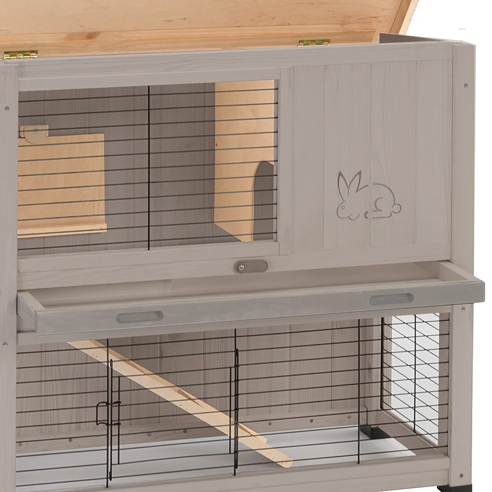 Outdoor Rabbit Cage RANCH 100 in FSC Wood, Two floors, Accessories included