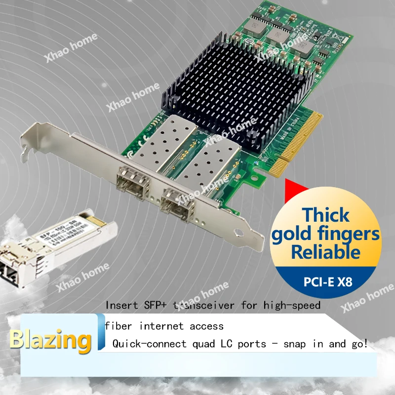 For Broadcom BCM57810 Dual-Port 10G SFP+ PCIe 3.0 x8 Server Network Card 10G/5G/2.5G/1G Fiber NIC Supports SR/LR Optical Modules
